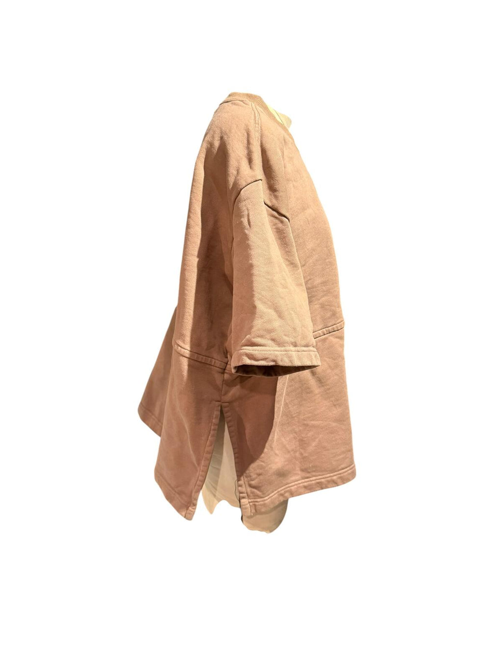 Roucha Beige Short Sleeve Casual Sweatshirt Top