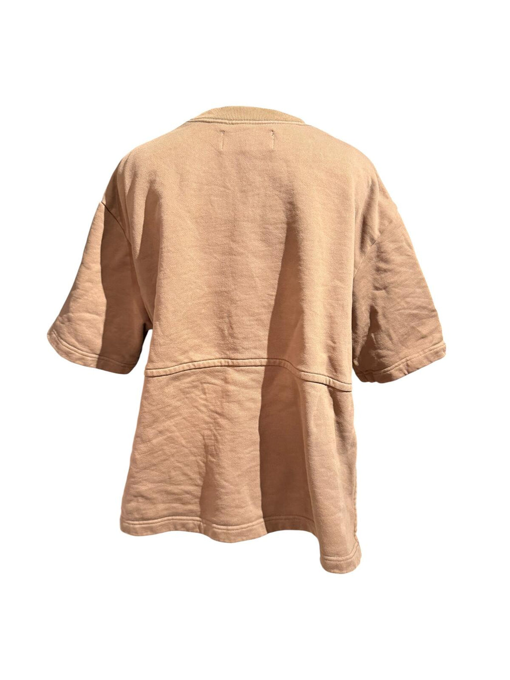 Roucha Beige Short Sleeve Casual Sweatshirt Top