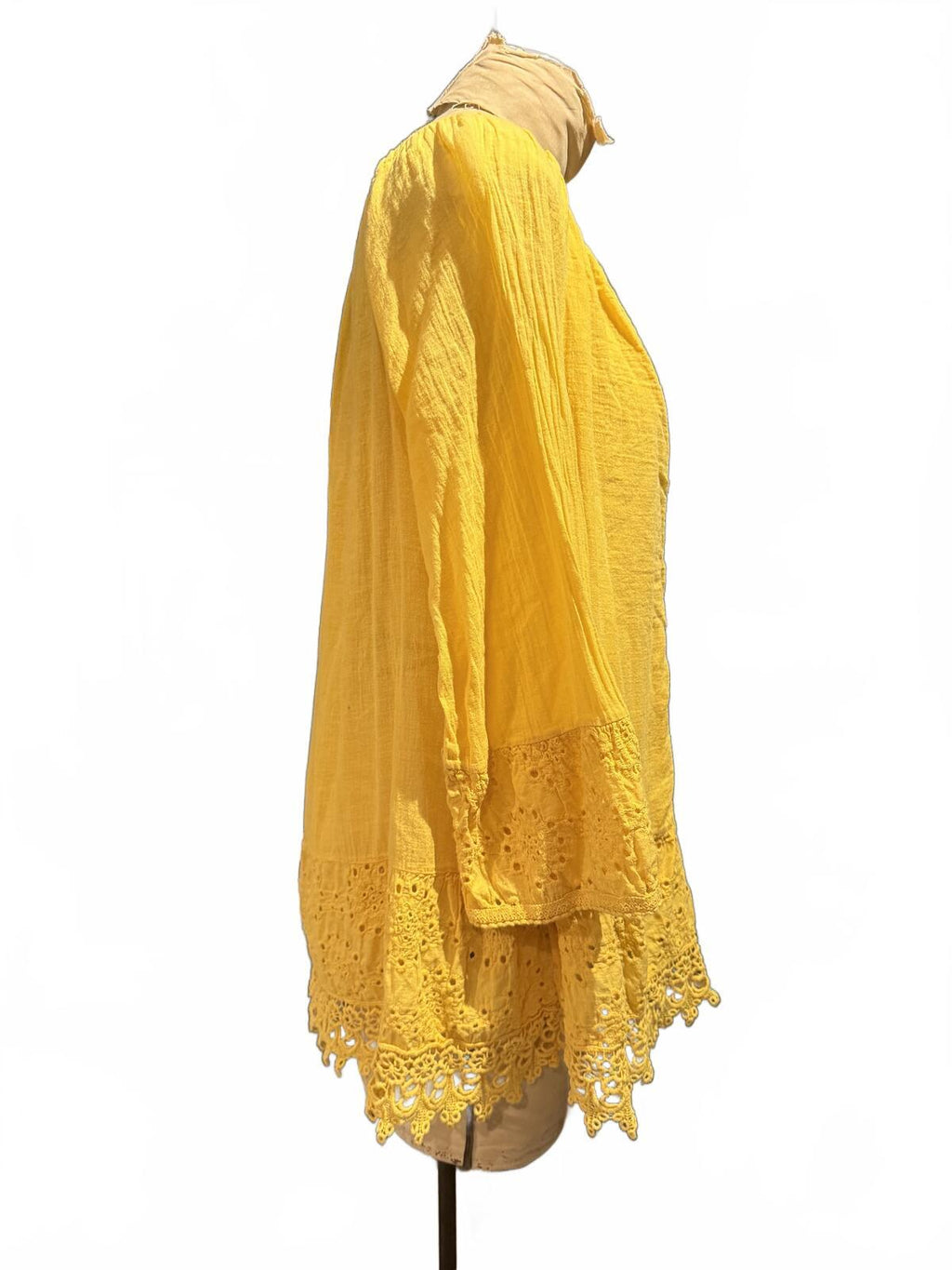 Cherishh Yellow Bohemian Style Crochet Trim Tunic Top