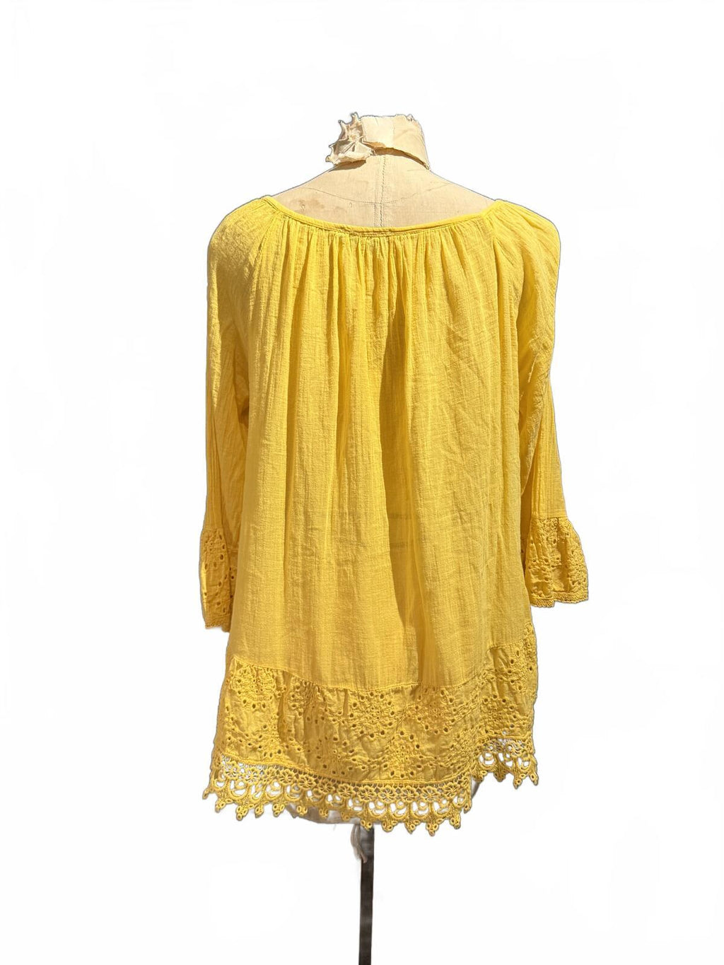 Cherishh Yellow Bohemian Style Crochet Trim Tunic Top