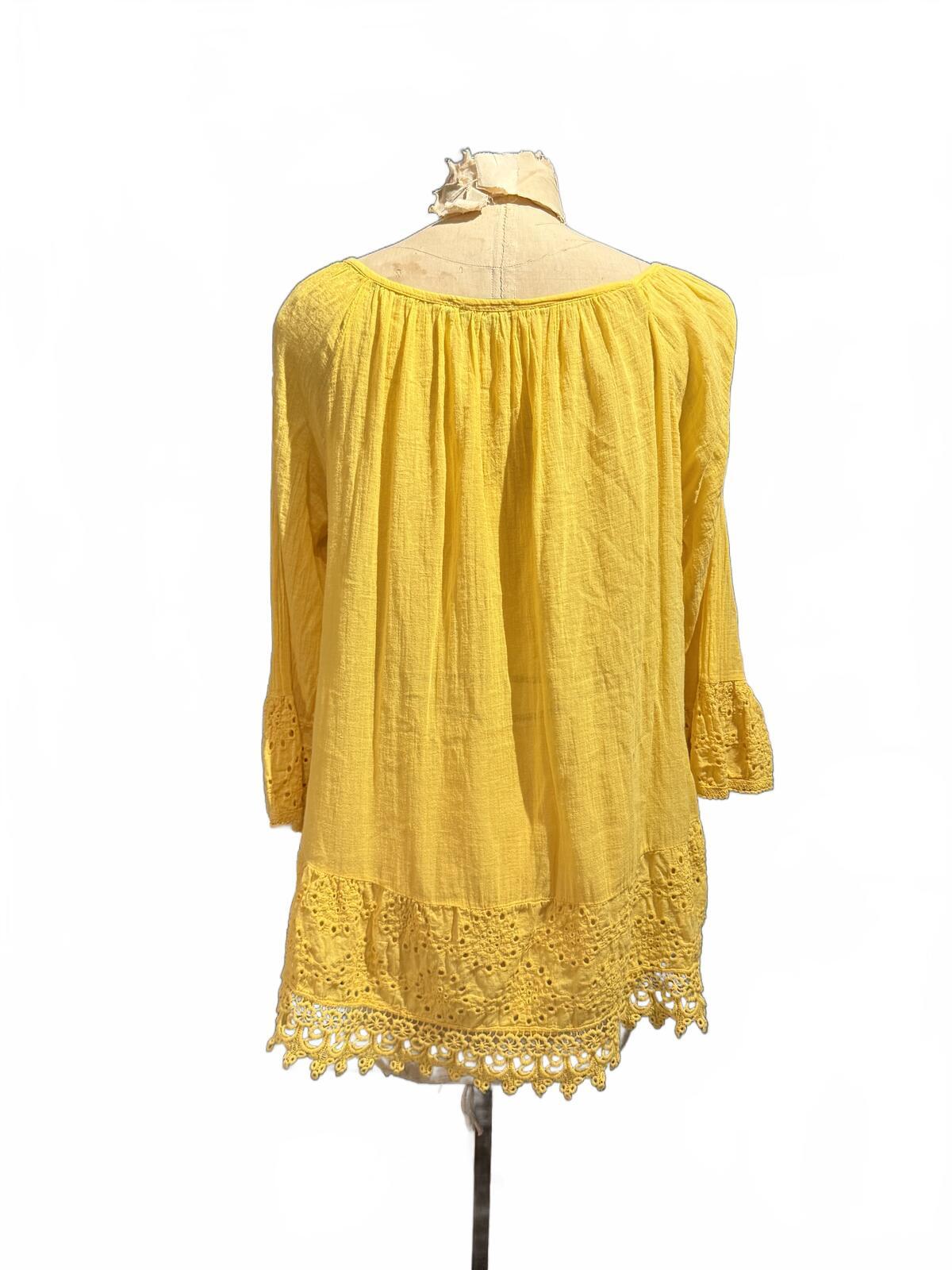 Cherishh Yellow Bohemian Style Crochet Trim Tunic Top