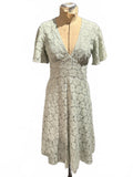 FRNCH Light Green Lace Midi Dress with Short Sleeves