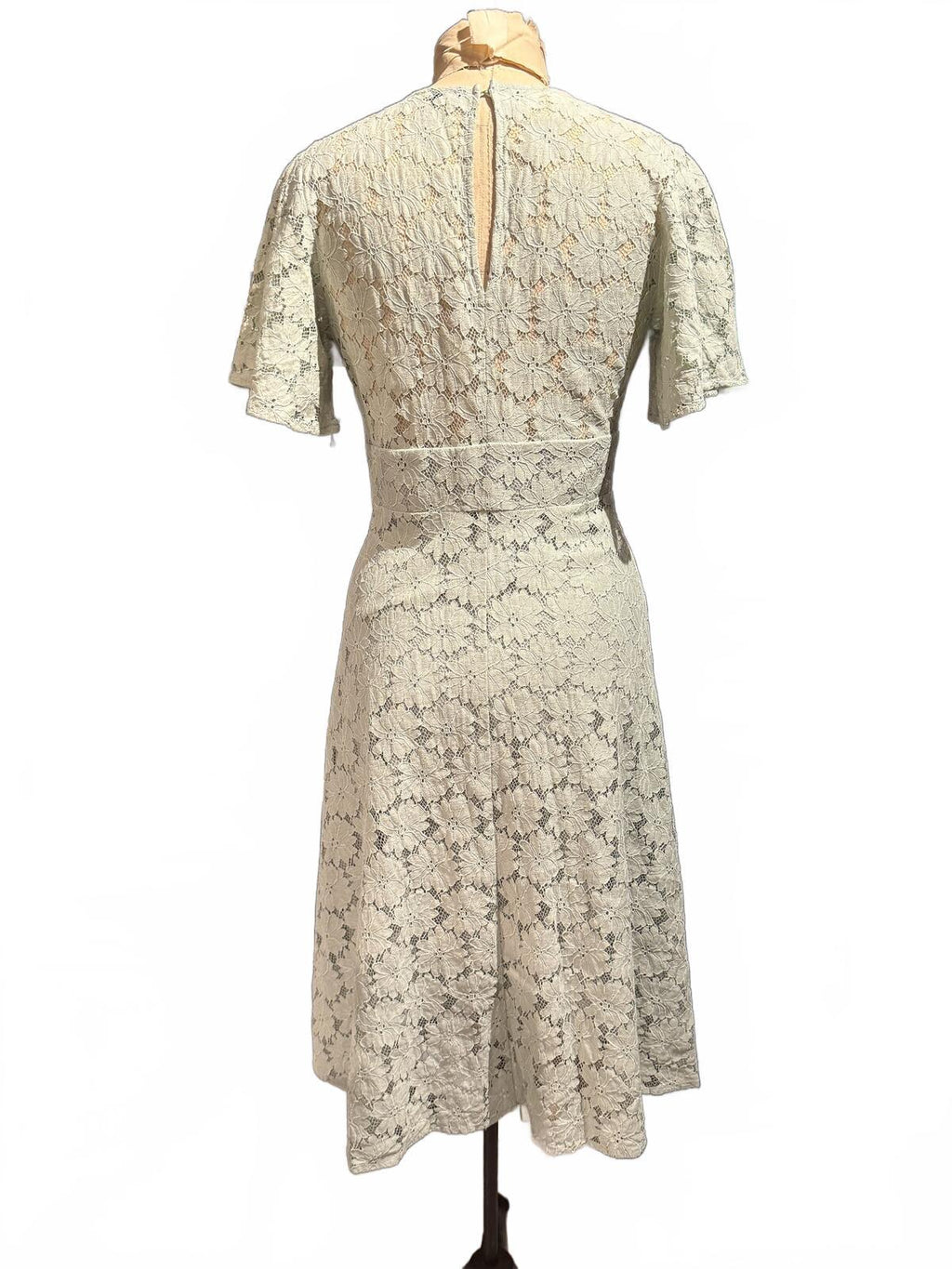 FRNCH Light Green Lace Midi Dress with Short Sleeves