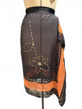 Gideon Oberson Sheer Black and Orange Floral Cover-up