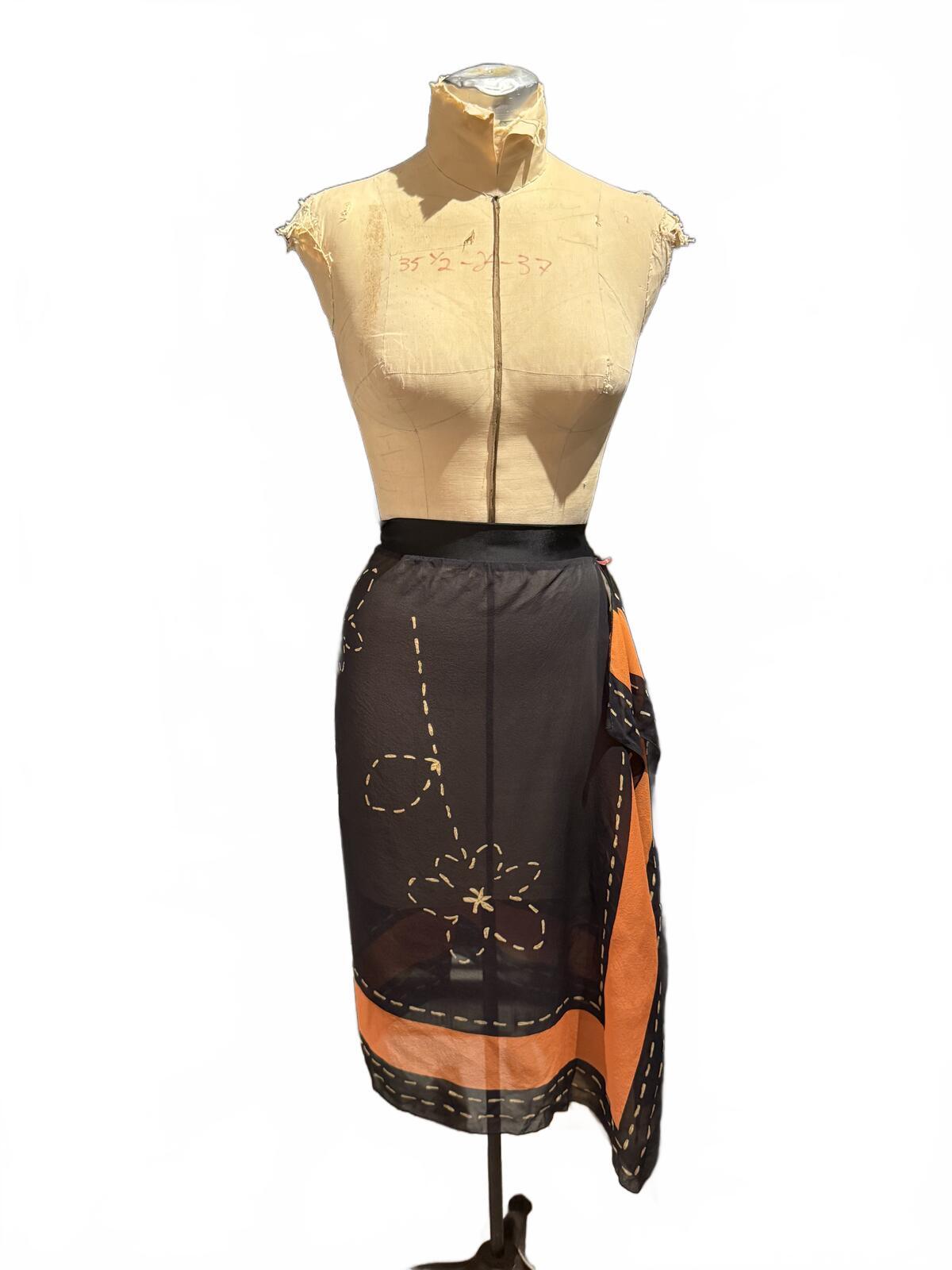 Gideon Oberson Sheer Black and Orange Floral Cover-up