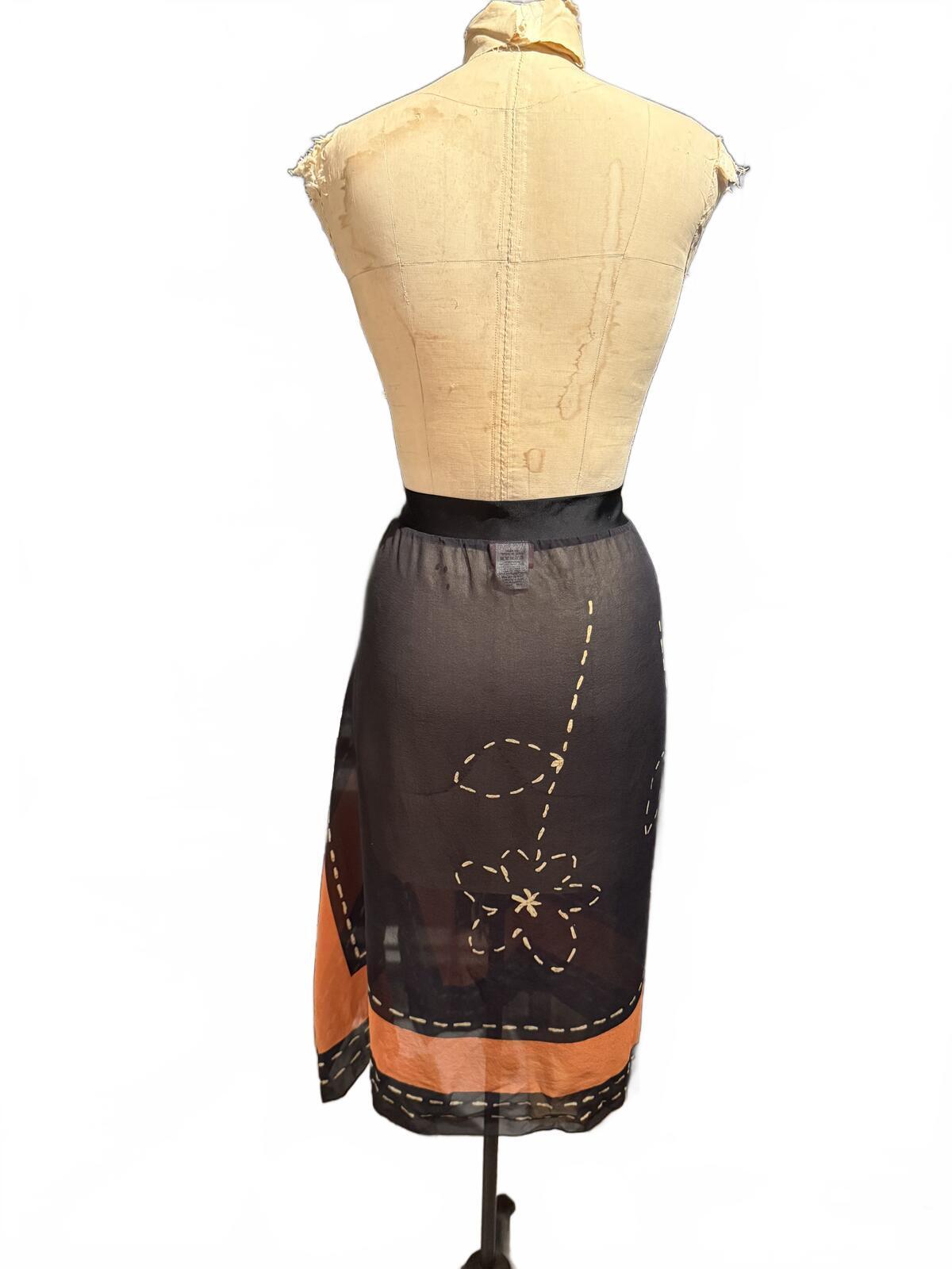 Gideon Oberson Sheer Black and Orange Floral Cover-up