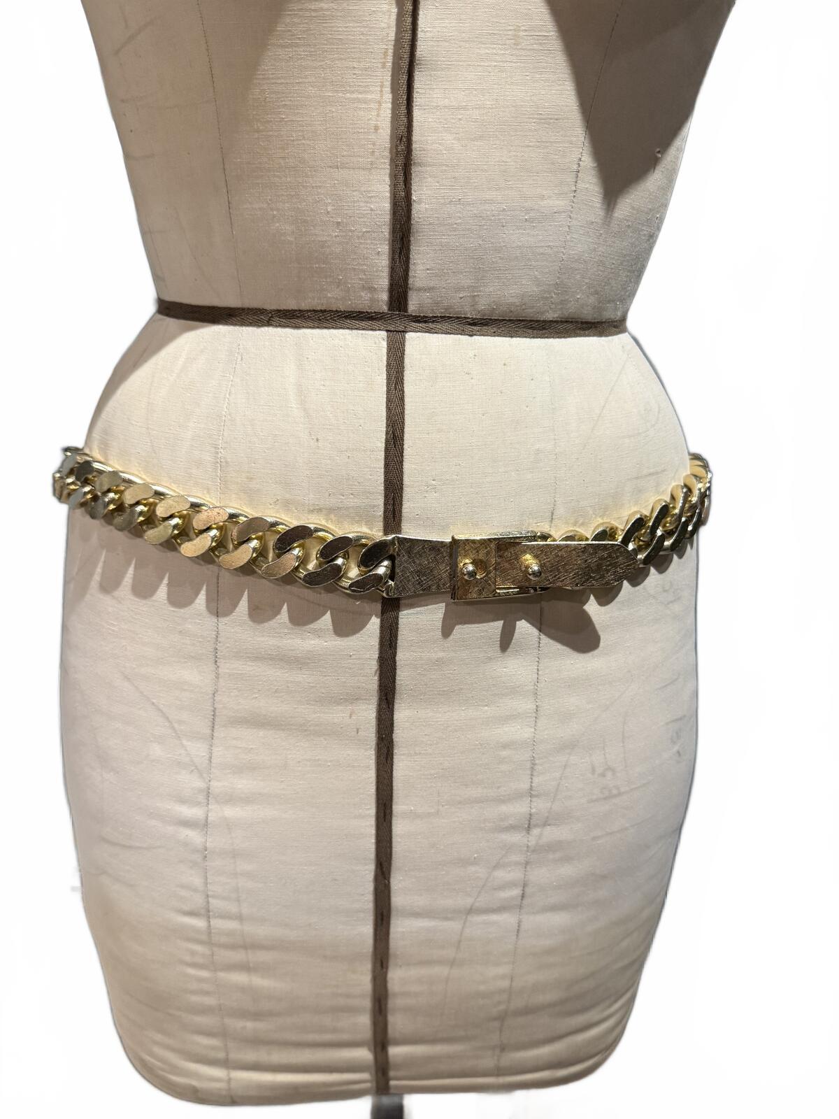Gold Tone Chain Link Belt with Buckle Closure