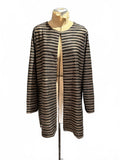 Chico’s Striped Long Sleeve Open Front Cardigan Duster
