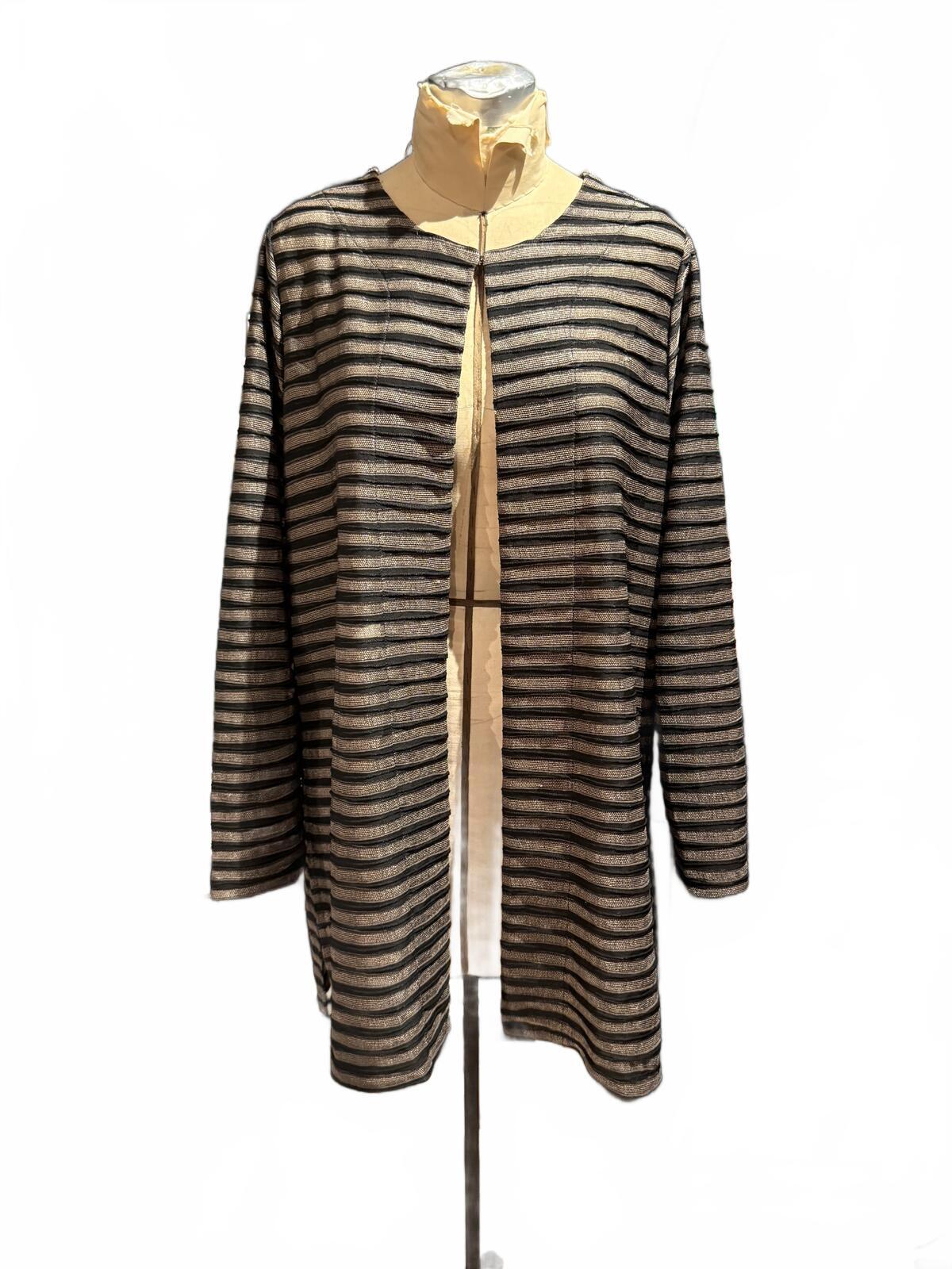 Chico’s Striped Long Sleeve Open Front Cardigan Duster