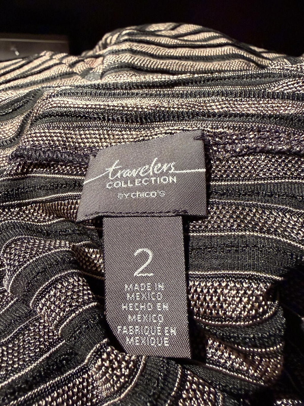 Chico’s Striped Long Sleeve Open Front Cardigan Duster