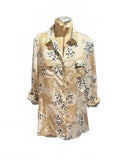 Lightweight Beige Floral Print Button-Up Shirt