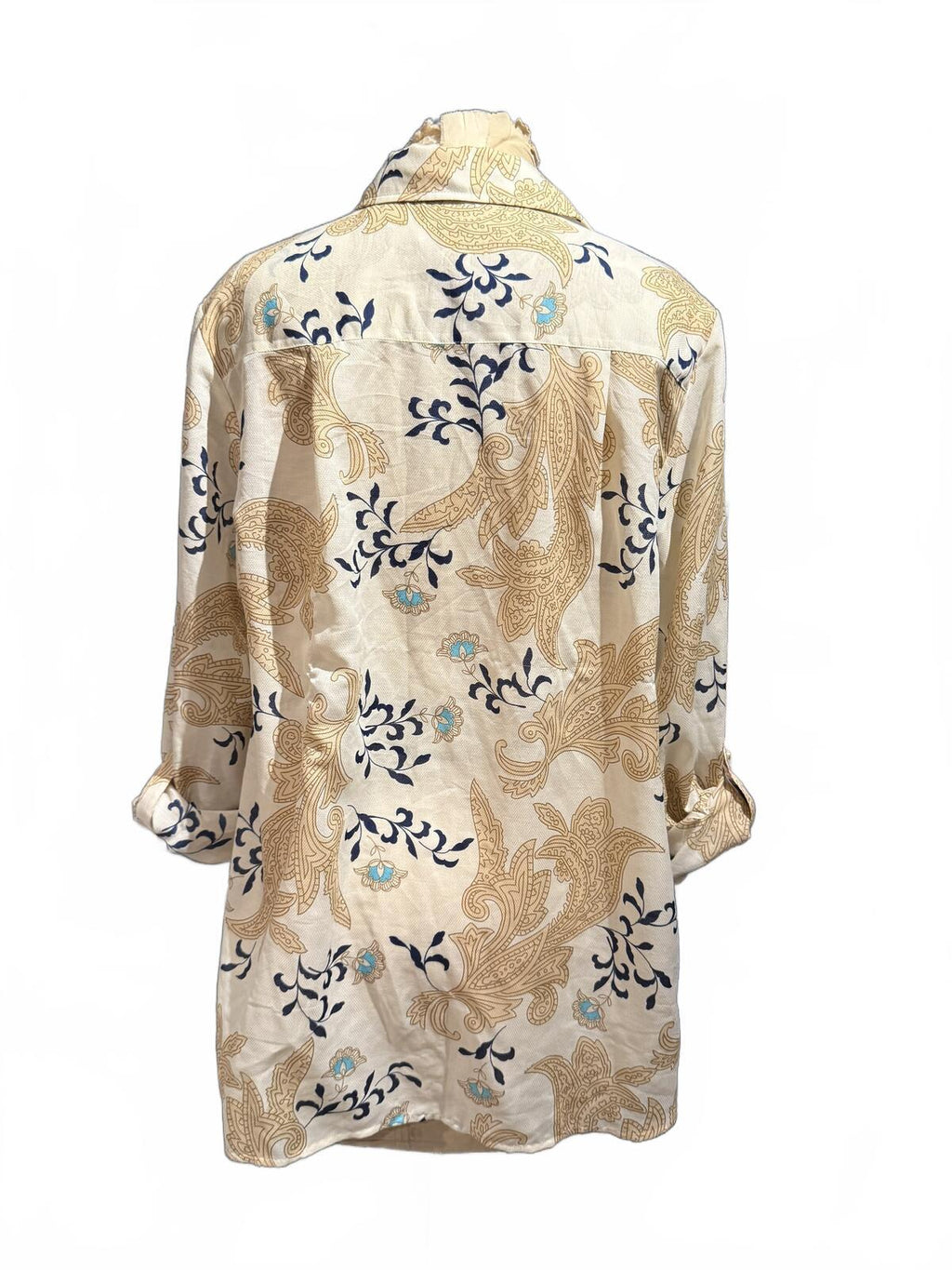 Lightweight Beige Floral Print Button-Up Shirt