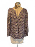 Boden Long Sleeve Patterned V-Neck Blouse