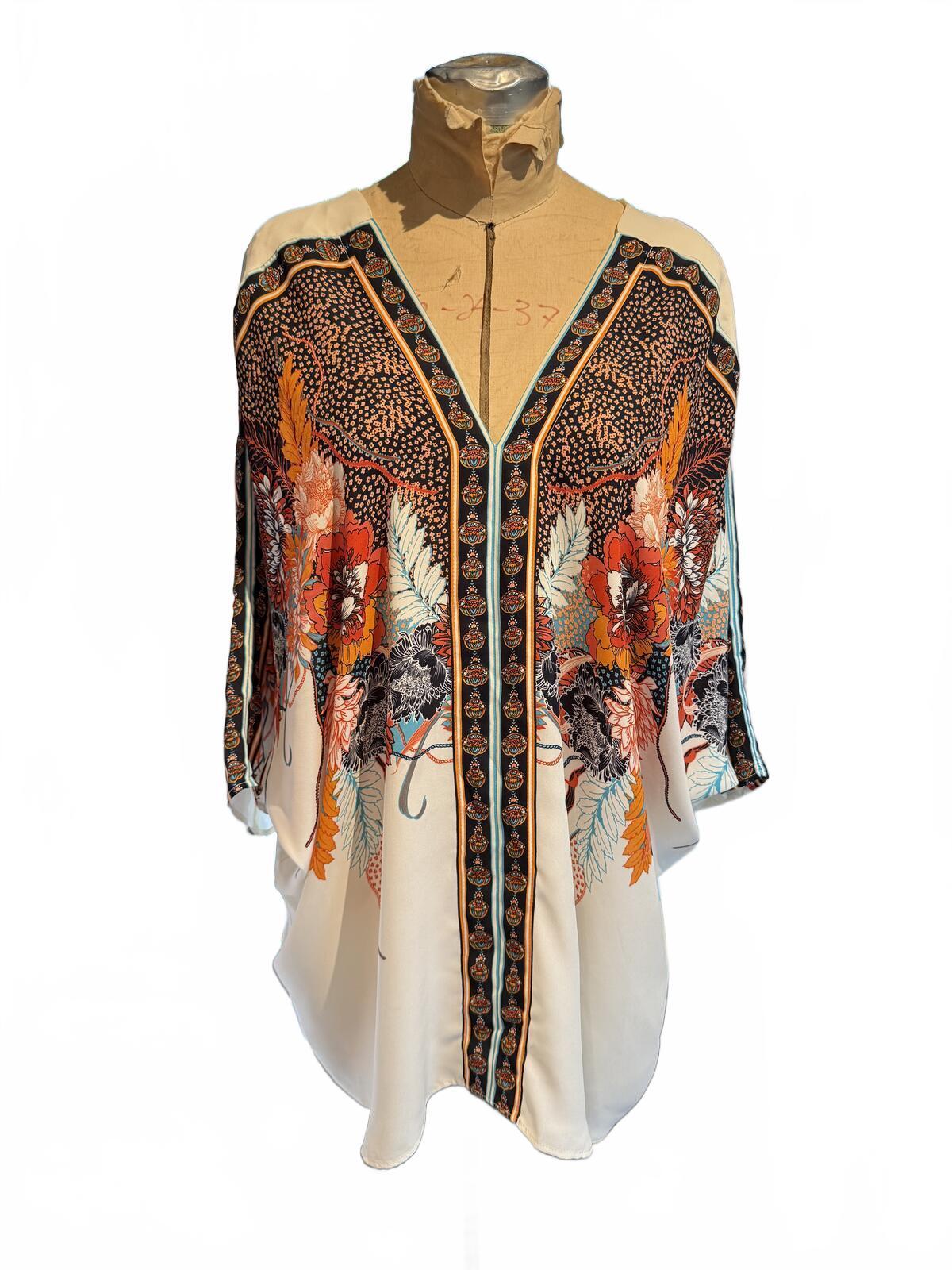 Rose + Olive Bohemian Floral Print Sheer Kimono Cardigan