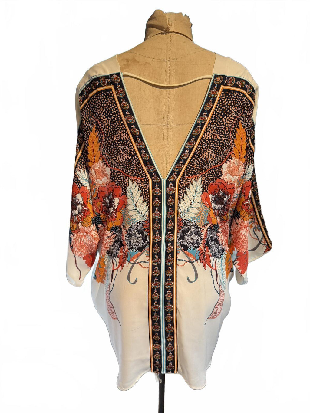 Rose + Olive Bohemian Floral Print Sheer Kimono Cardigan