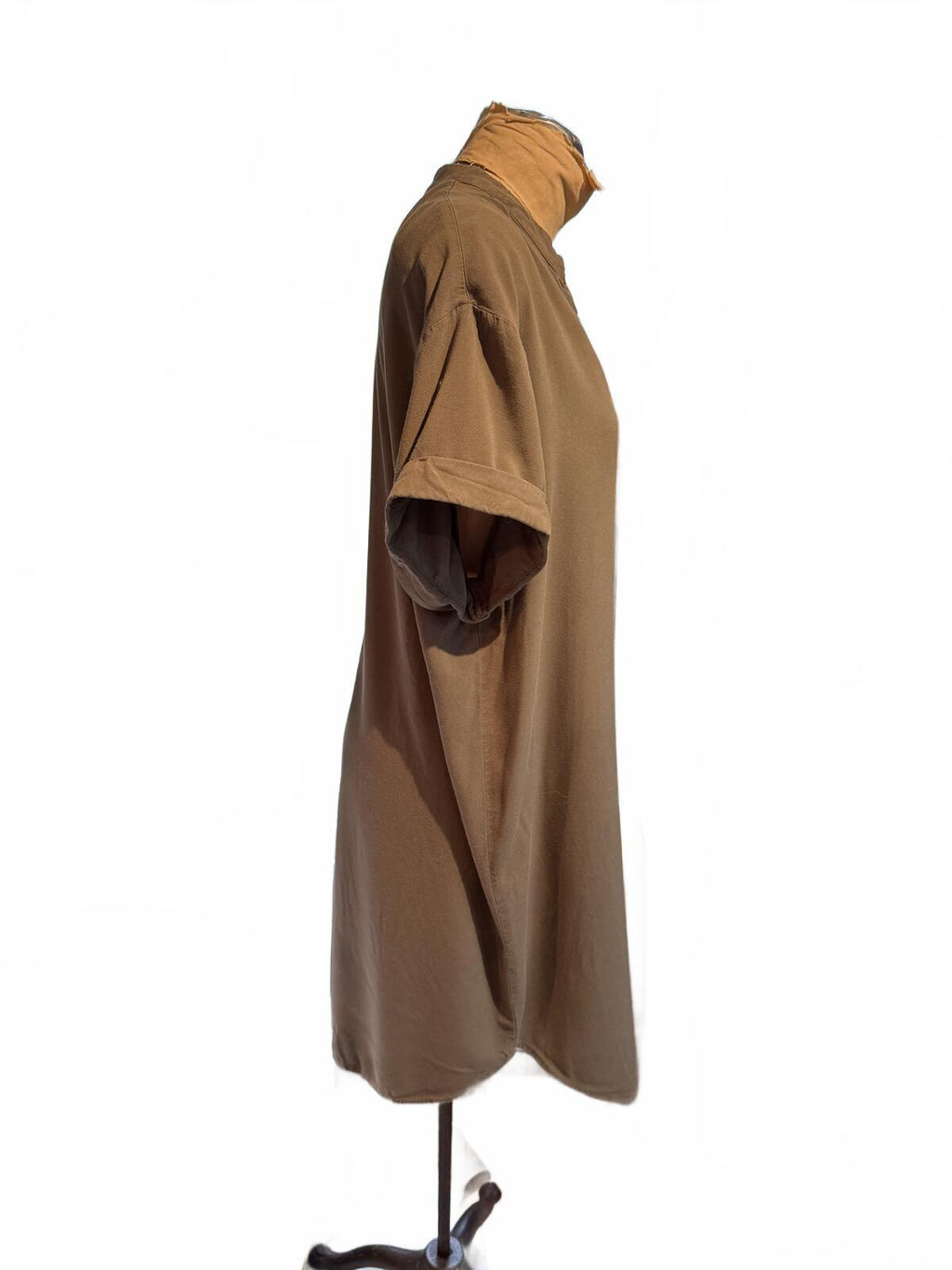Anna Glover Casual Loose Fit Olive Green Dress with Rolled Sleeves