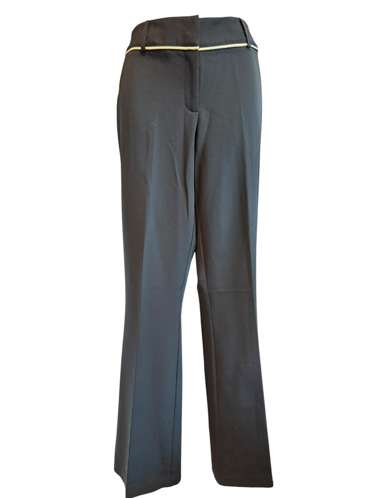 Cache Vintage Black Dress Pants with Gold Trim Detail