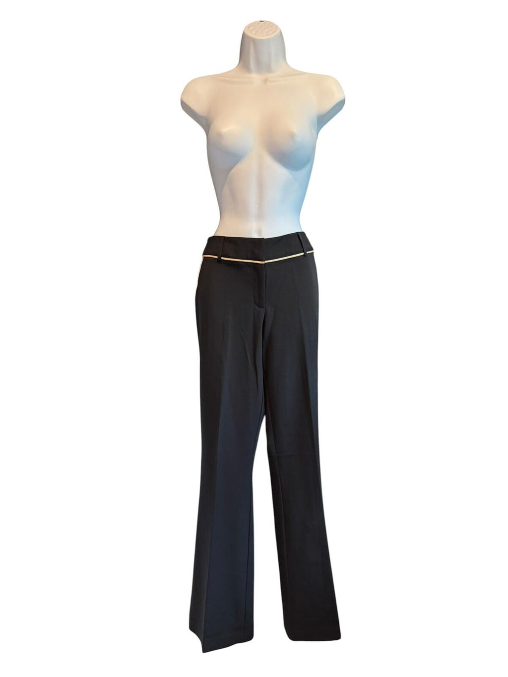 Cache Vintage Black Dress Pants with Gold Trim Detail