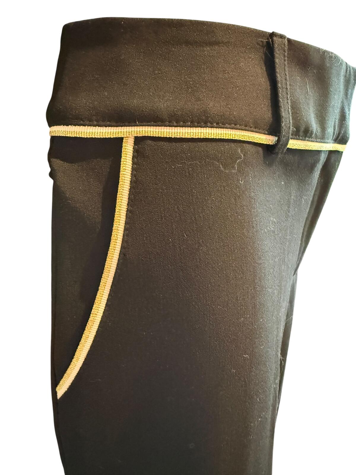 Cache Vintage Black Dress Pants with Gold Trim Detail