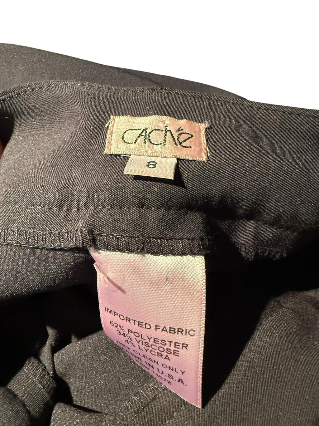 Cache Vintage Black Dress Pants with Gold Trim Detail