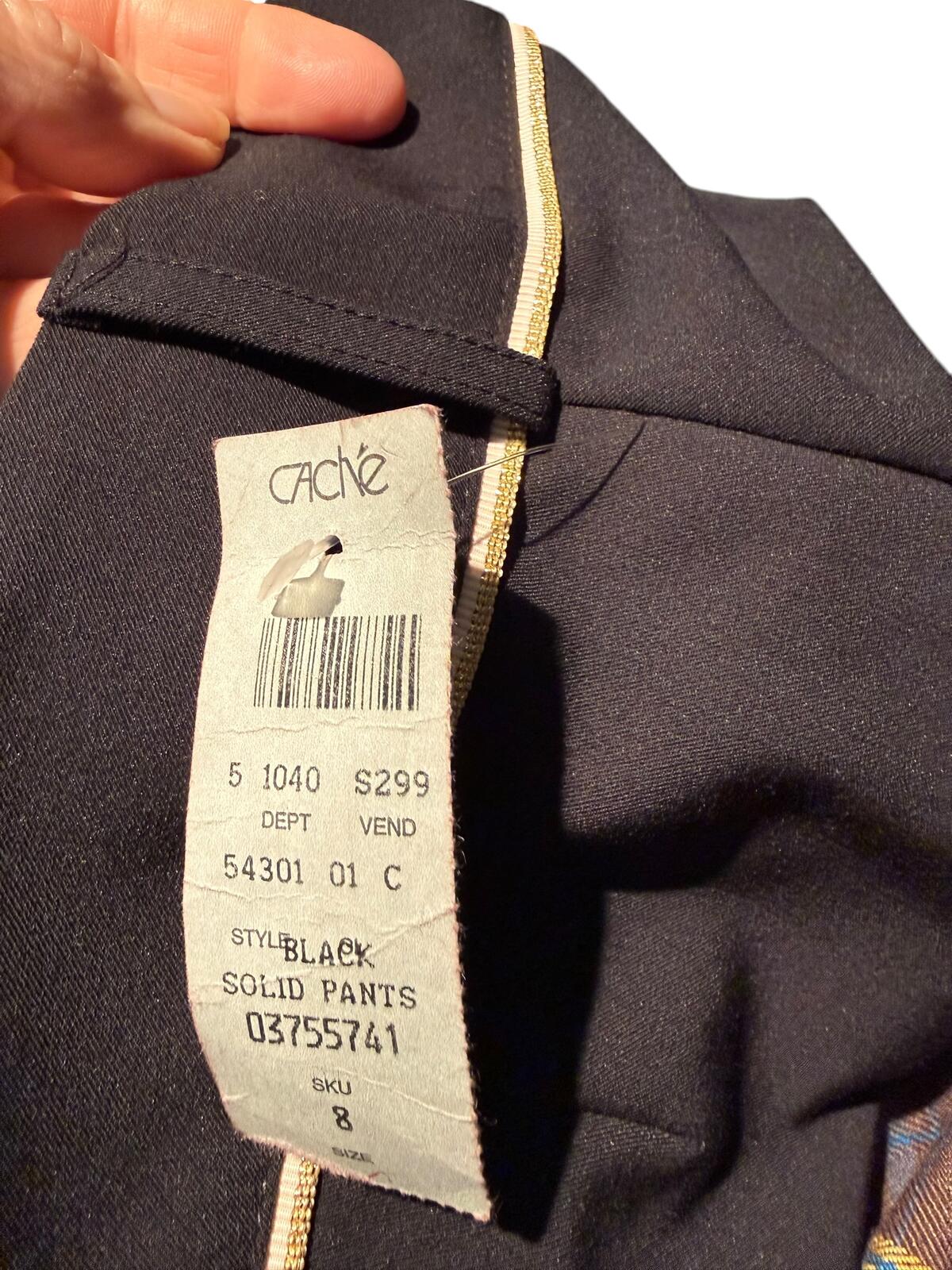 Cache Vintage Black Dress Pants with Gold Trim Detail