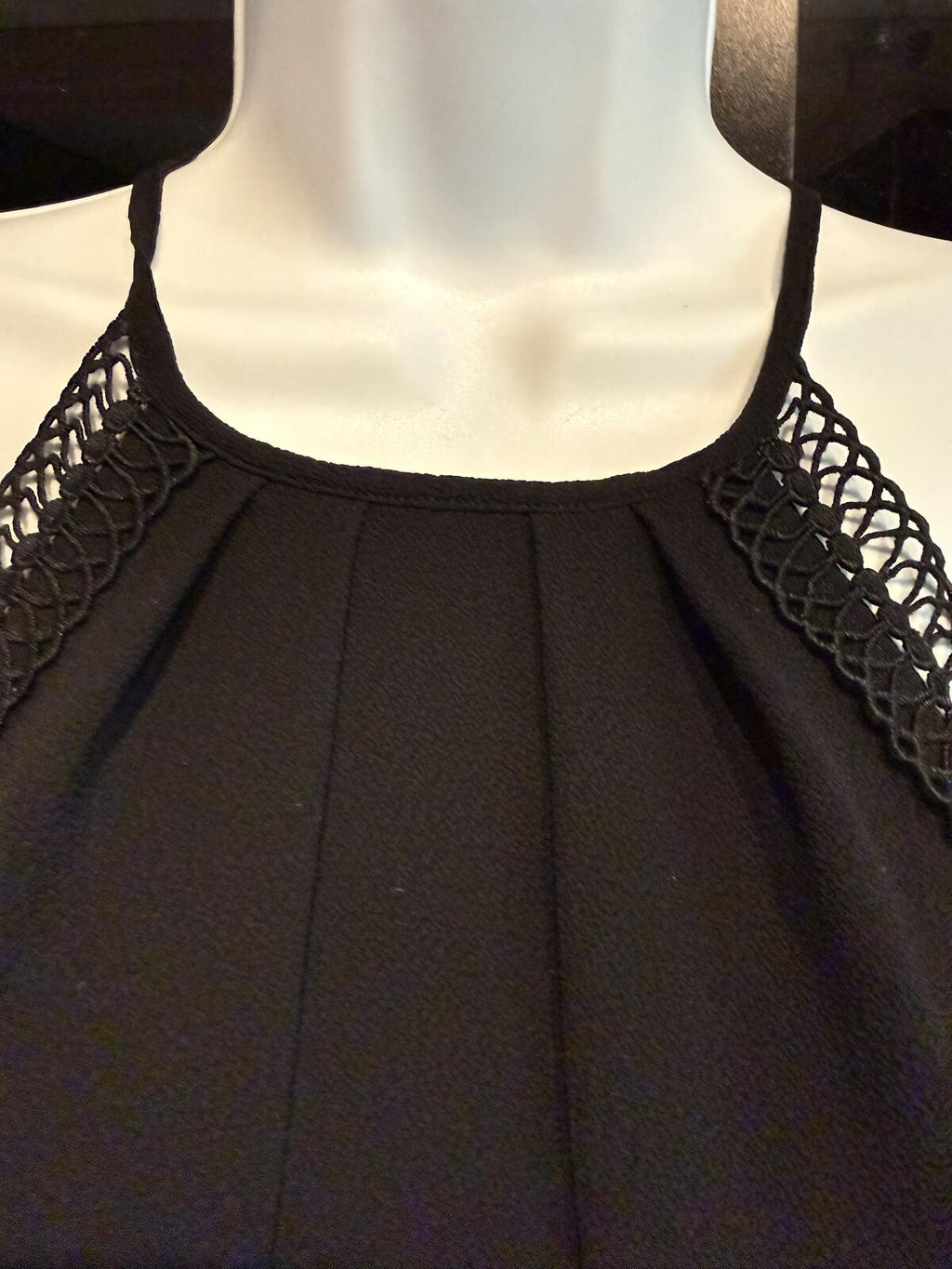 Bisou Bisou Black Sleeveless Halter Dress with Mesh Detail