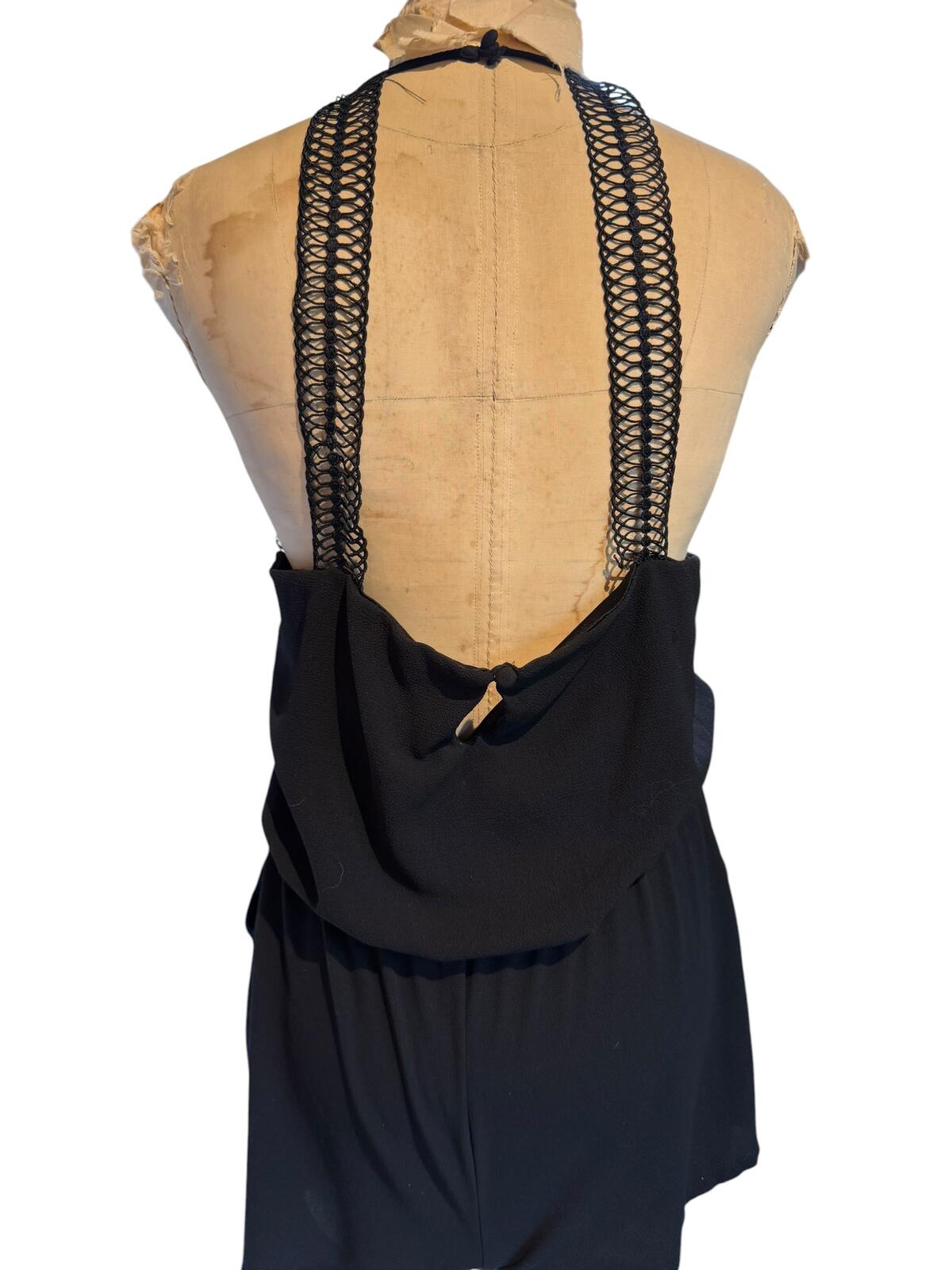 Bisou Bisou Black Sleeveless Halter Dress with Mesh Detail