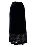 David Dart Black Velvet Skirt with Embroidered Hem
