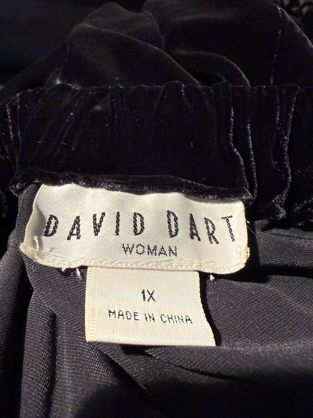 David Dart Black Velvet Skirt with Embroidered Hem