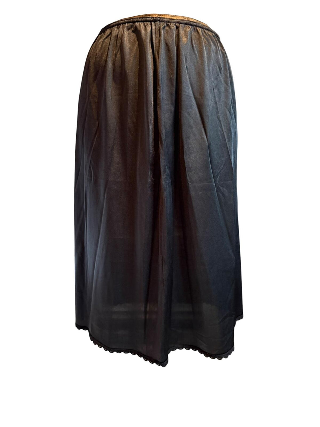 Adonna Black Midi Slip Skirt with Elastic Waistband