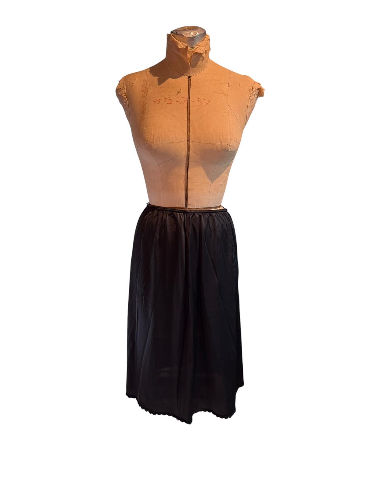 Adonna Black Midi Slip Skirt with Elastic Waistband