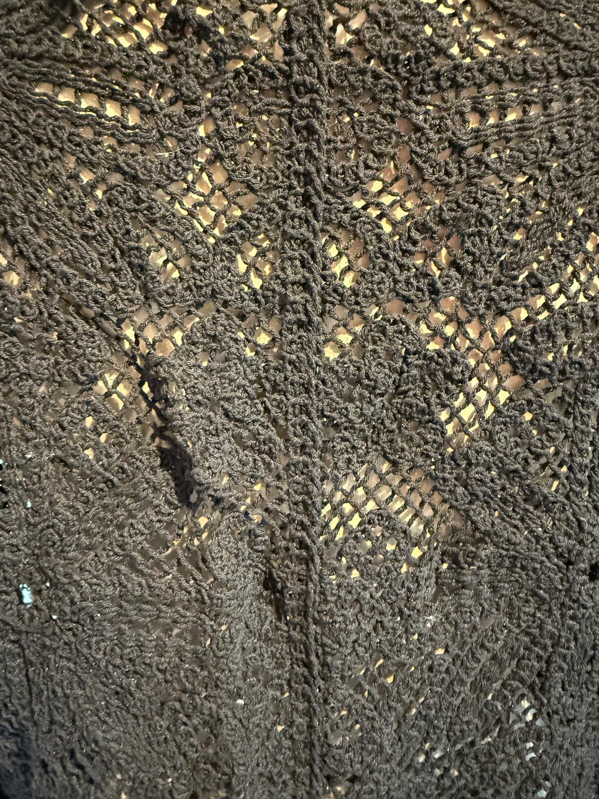 POL Black Crochet Knit Cardigan with Embellished V-Neck