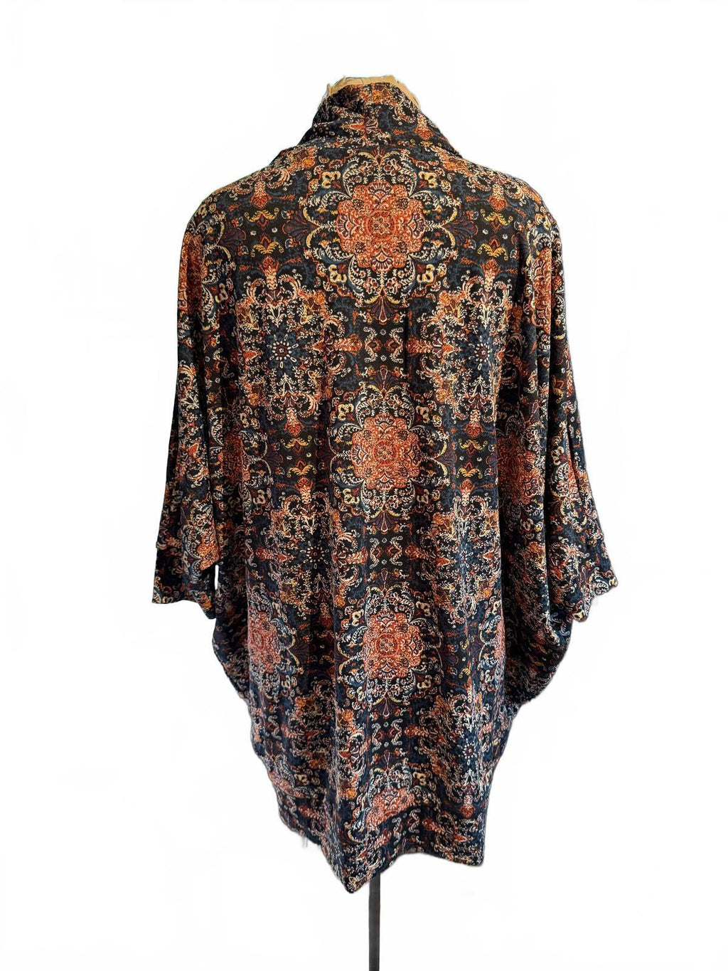 French Laundry Bohemian Style Open Front Kimono Cardigan with Floral Print