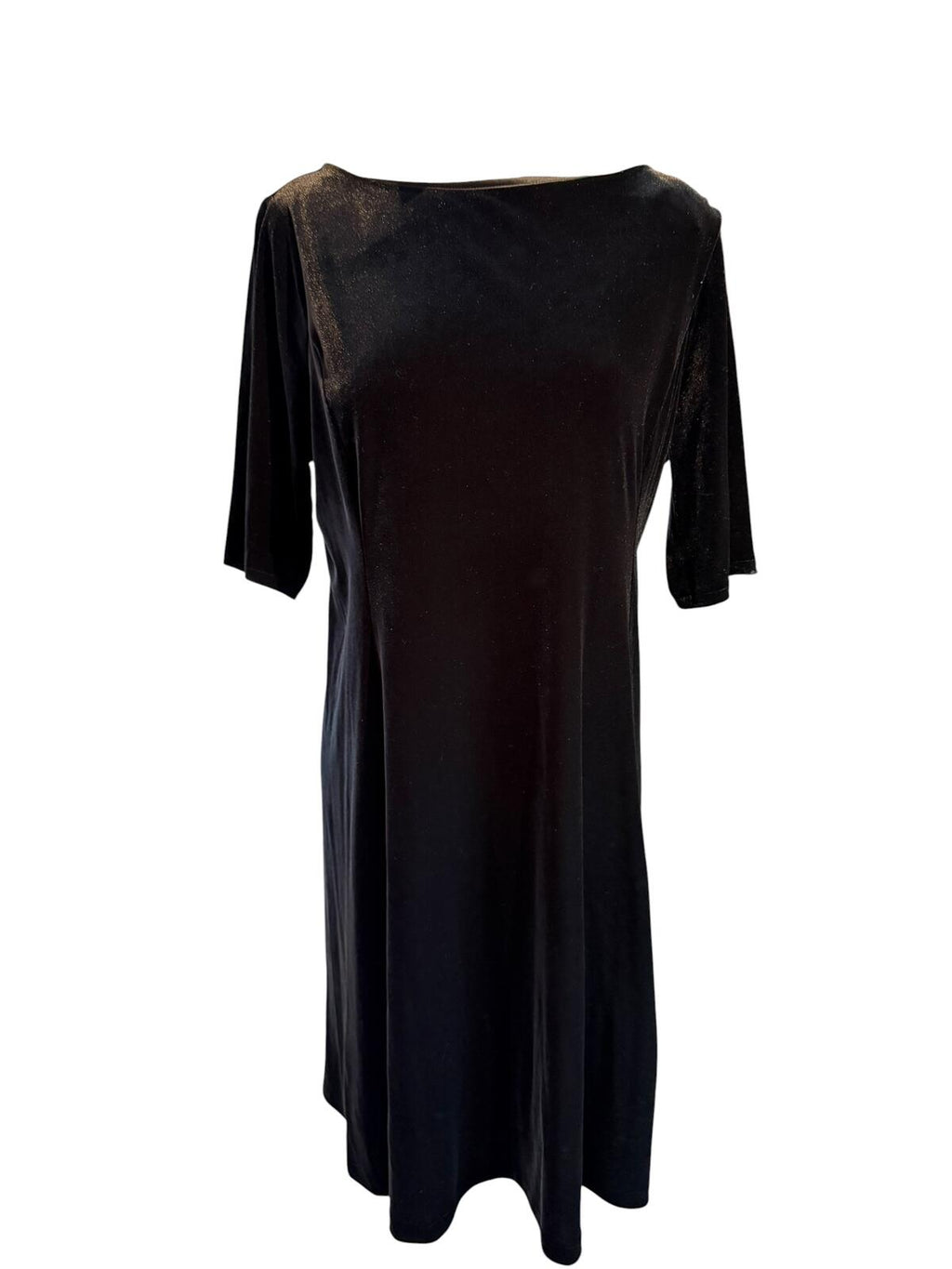 Land’s End Classic Black Velvet Dress with Elbow Sleeves