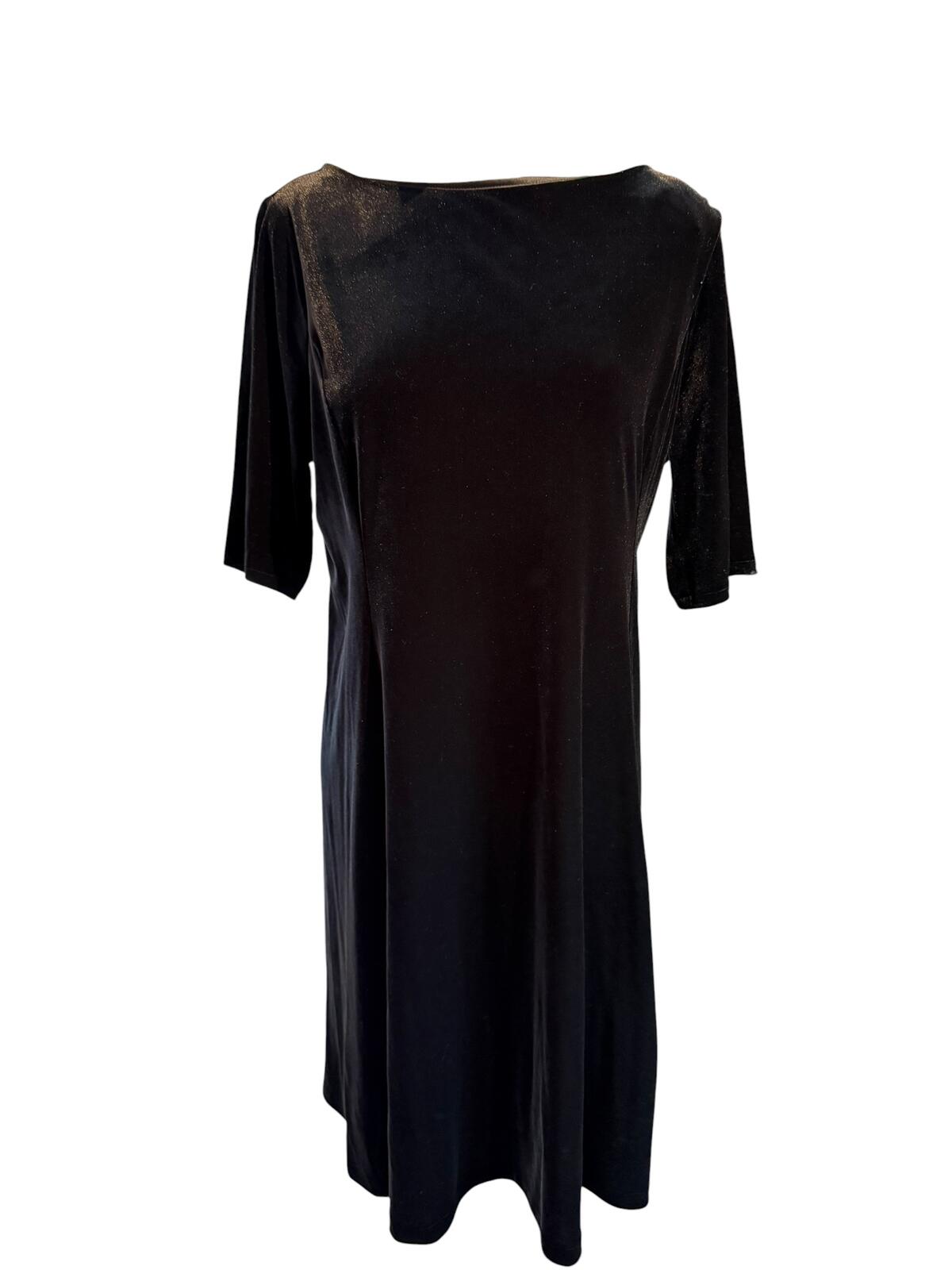 Land’s End Classic Black Velvet Dress with Elbow Sleeves