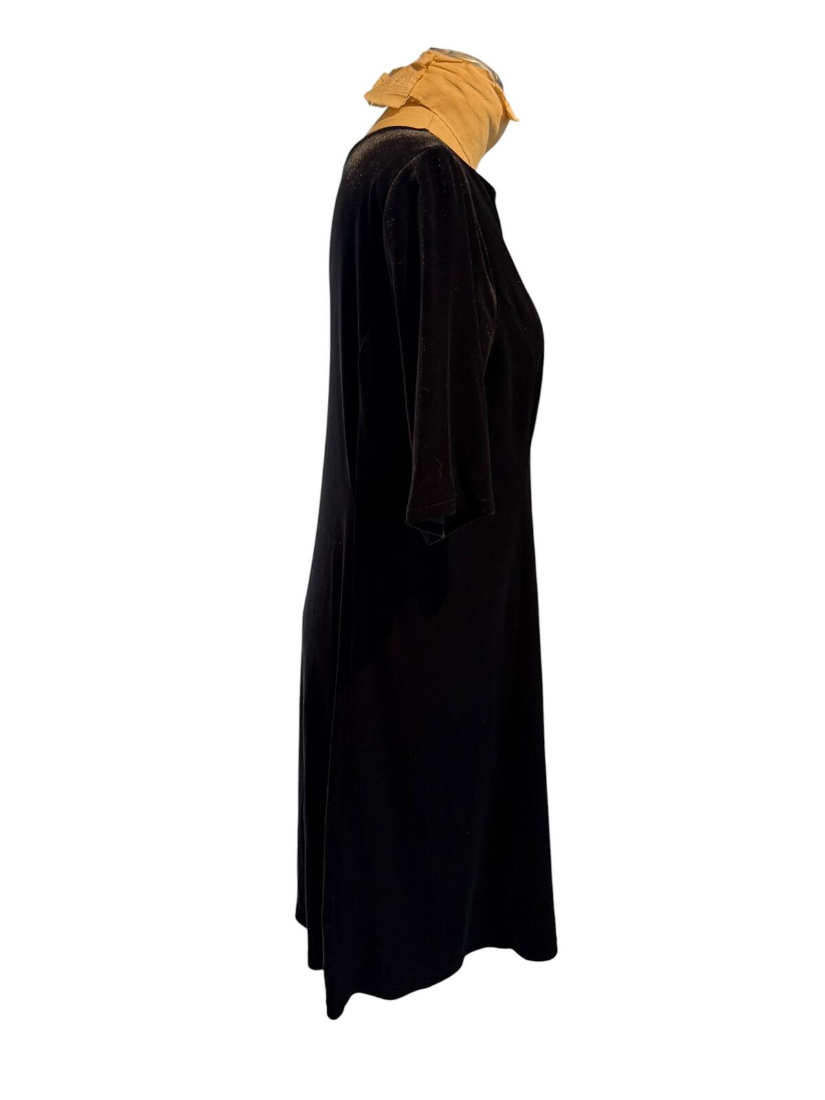 Land’s End Classic Black Velvet Dress with Elbow Sleeves