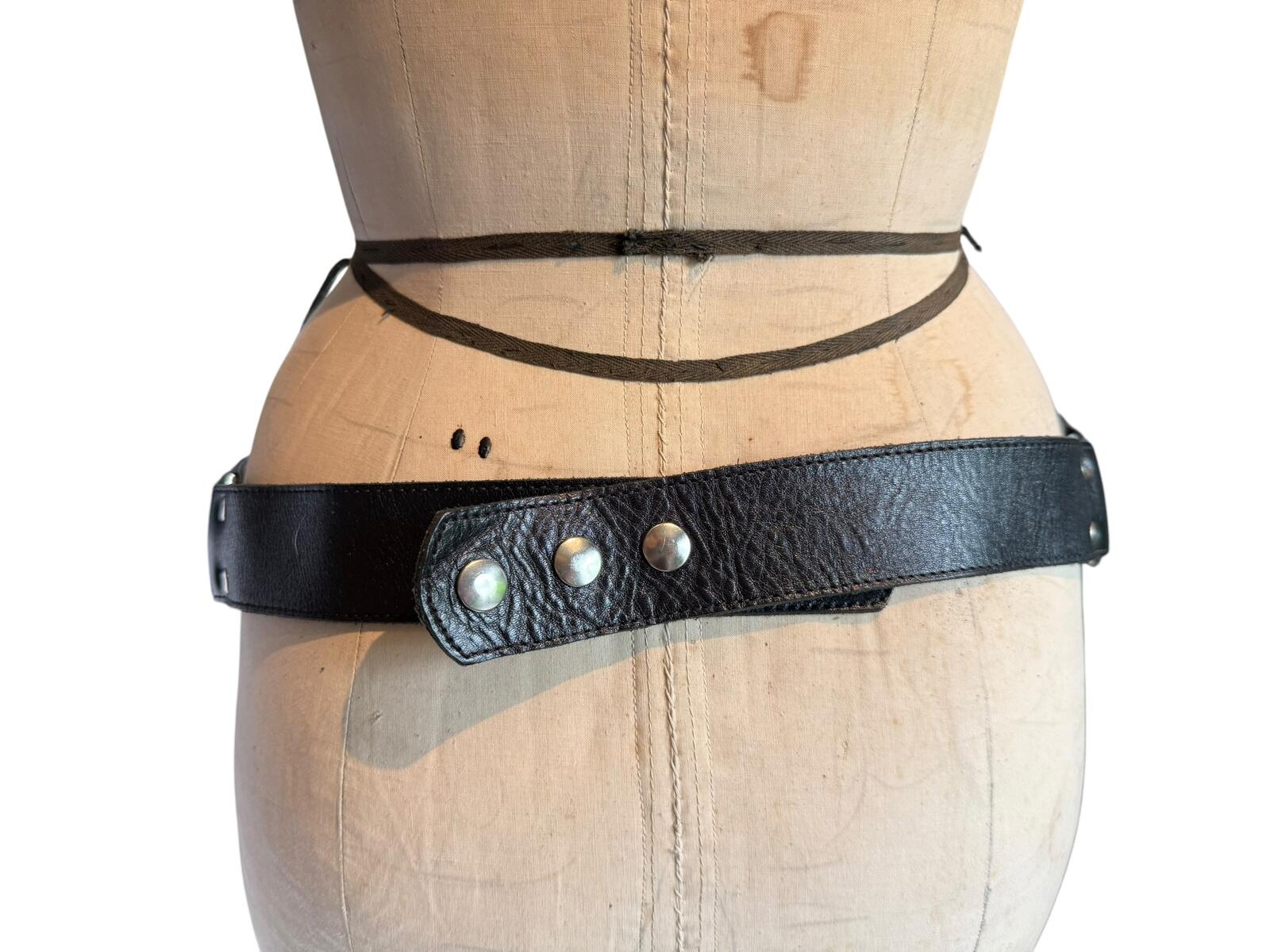 Cache Genuine Leather Black Belt with Floral Silver Buckle