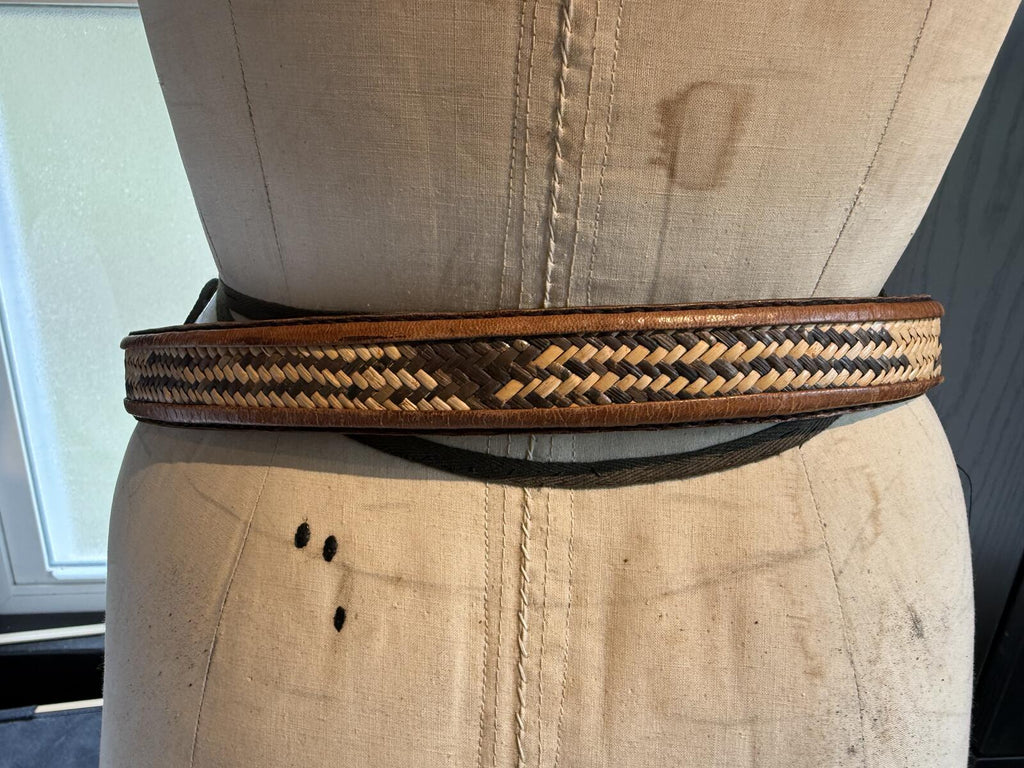 Brown Leather and Woven Belt