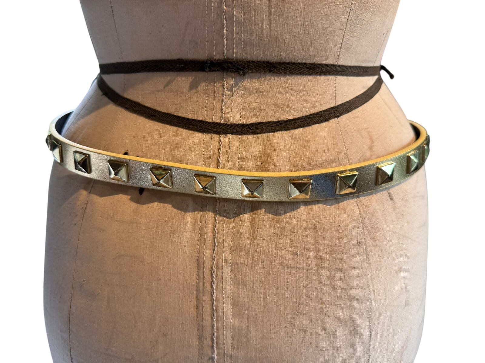 Gold Studded Faux Leather Belt with Gold Buckle