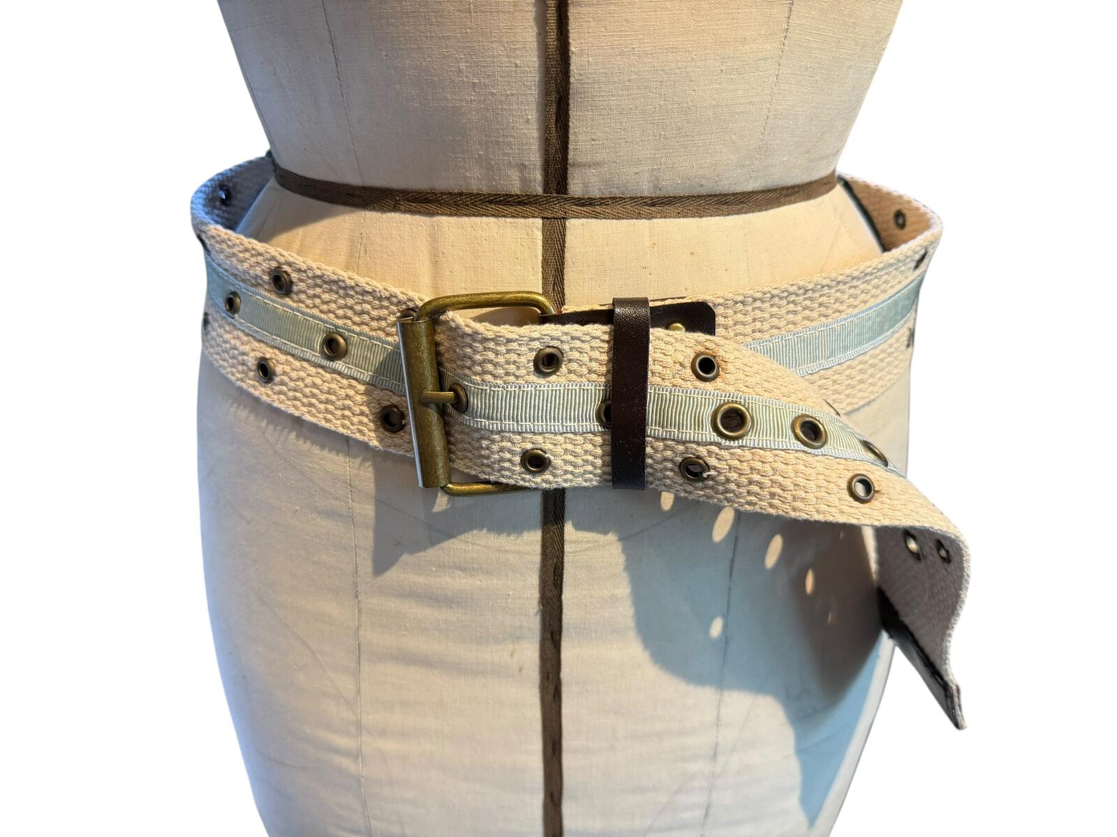 Canvas Belt with Metal Eyelets and Buckle
