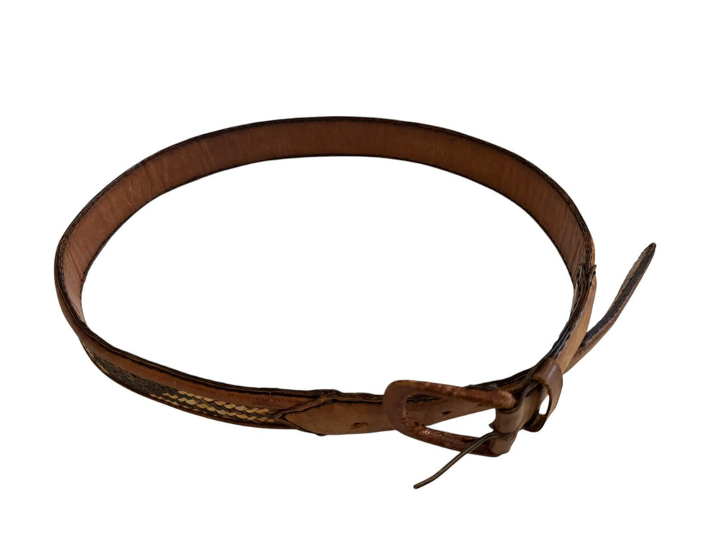 Brown Leather and Woven Belt