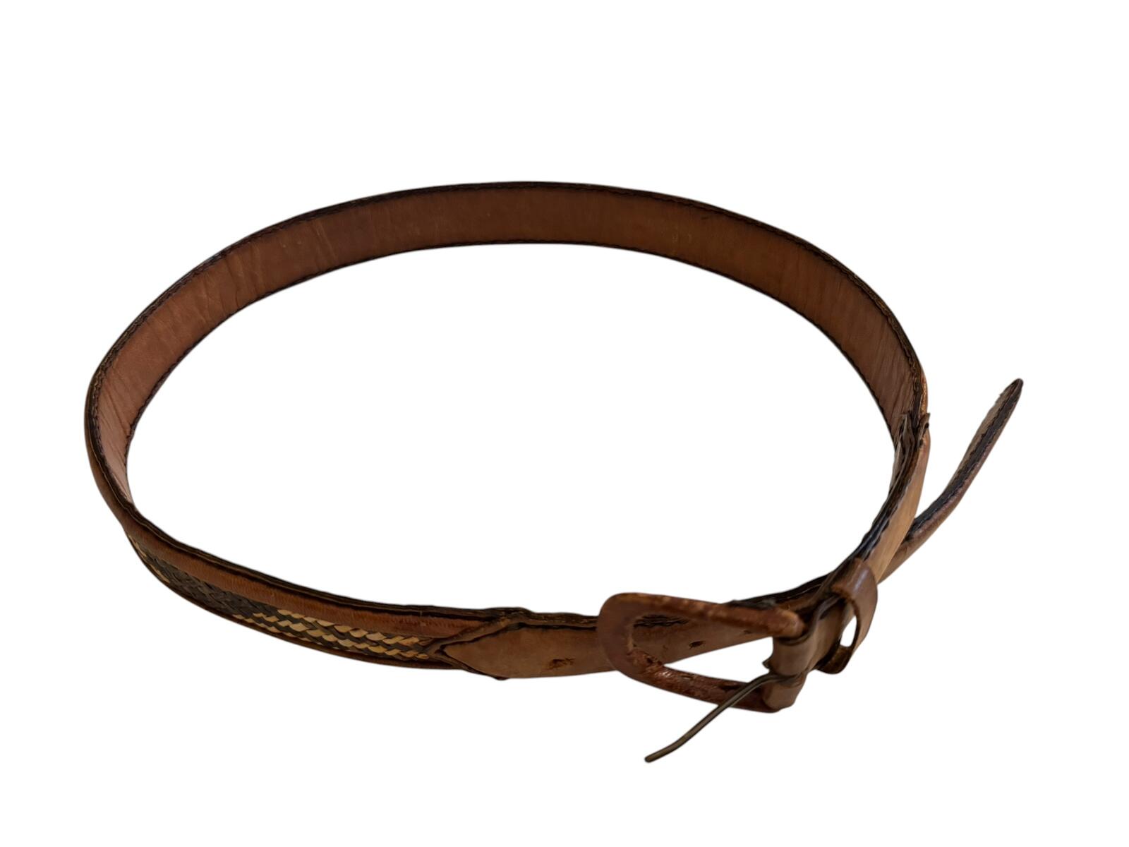 Brown Leather and Woven Belt