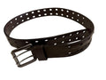 Brown Leather Belt with Double Prong Buckle