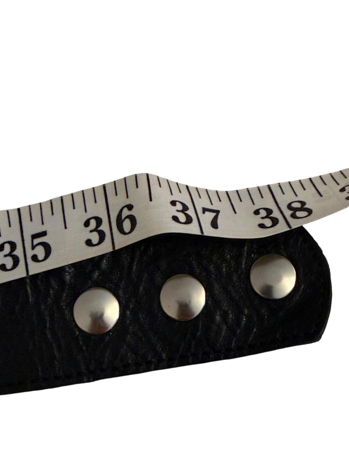 Cache Genuine Leather Black Belt with Floral Silver Buckle