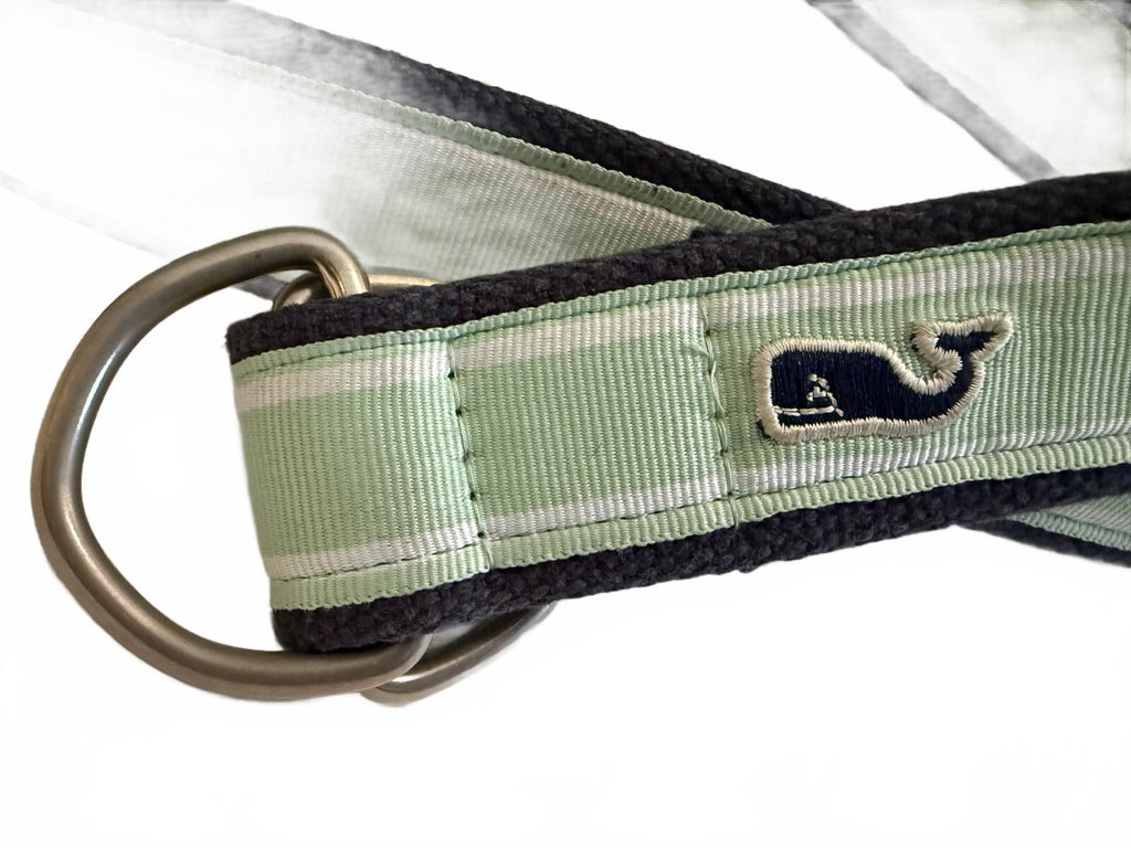 Vineyard Vines Light Green and Navy Canvas Belt with Whale