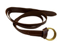 Brown Vegan Leather Belt with Gold Double Ring Buckle