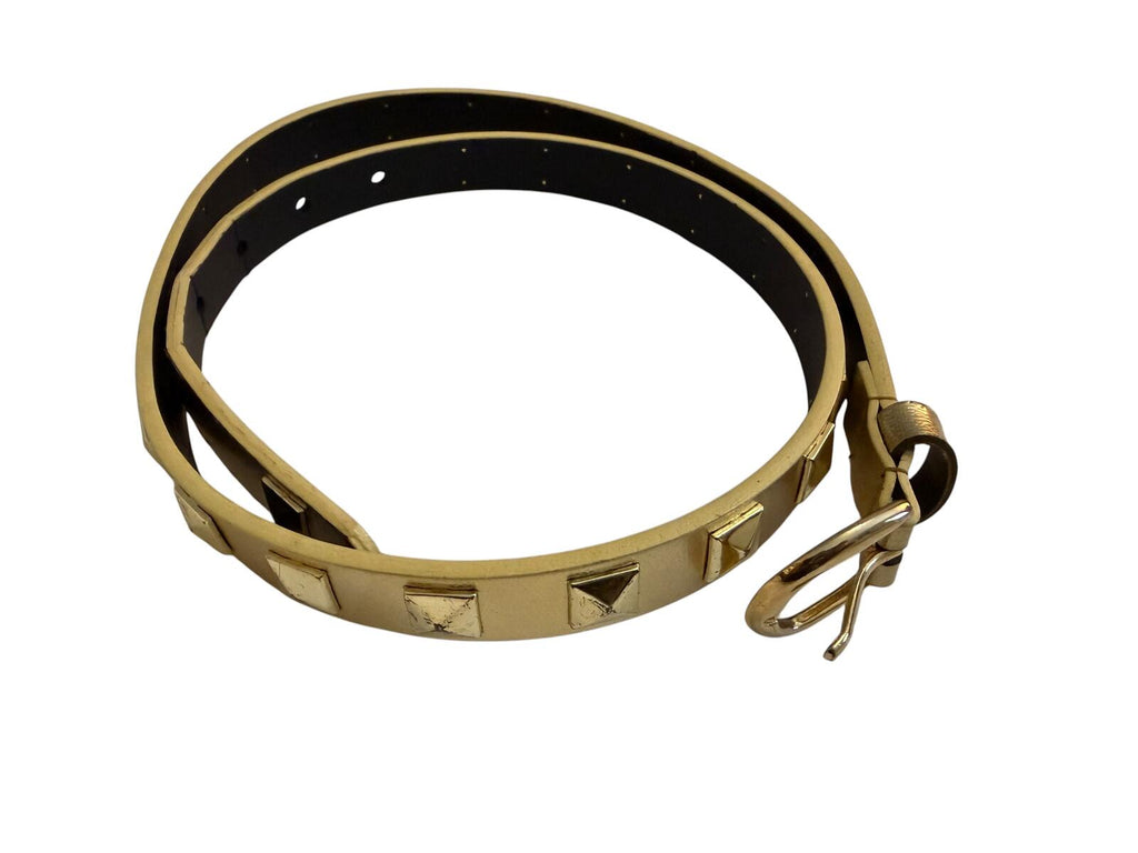 Gold Studded Faux Leather Belt with Gold Buckle