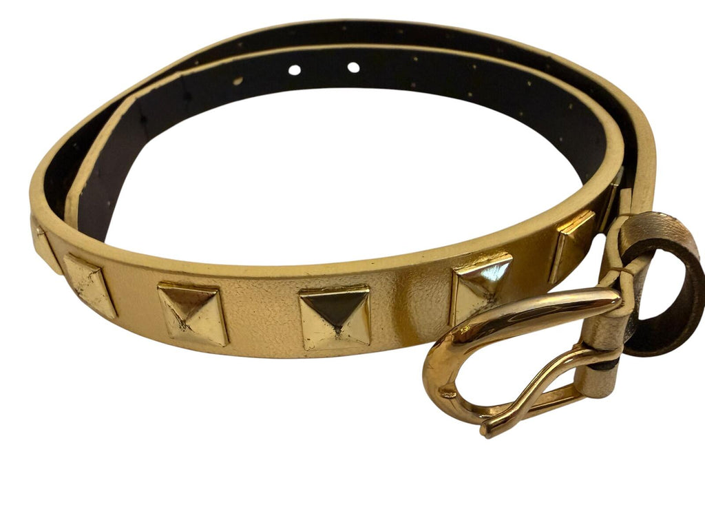 Gold Studded Faux Leather Belt with Gold Buckle