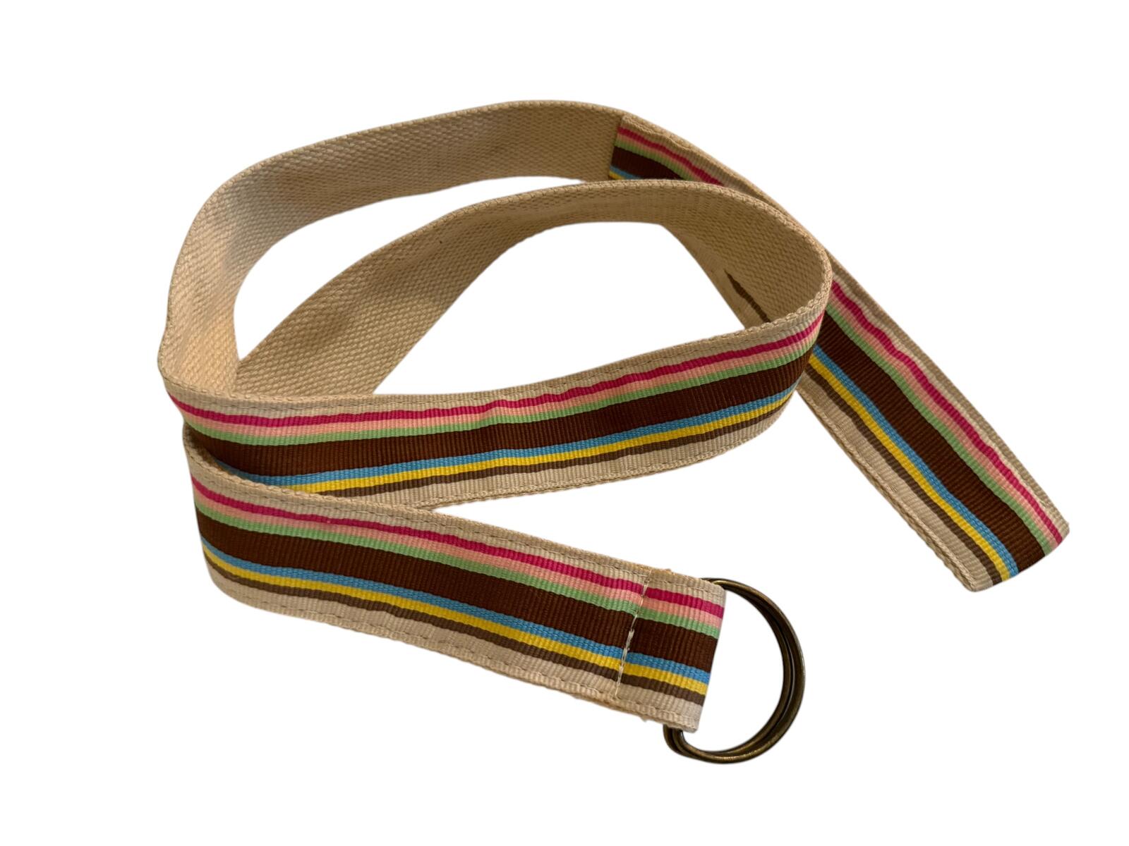 Striped Canvas Belt with Double D-Ring Buckle