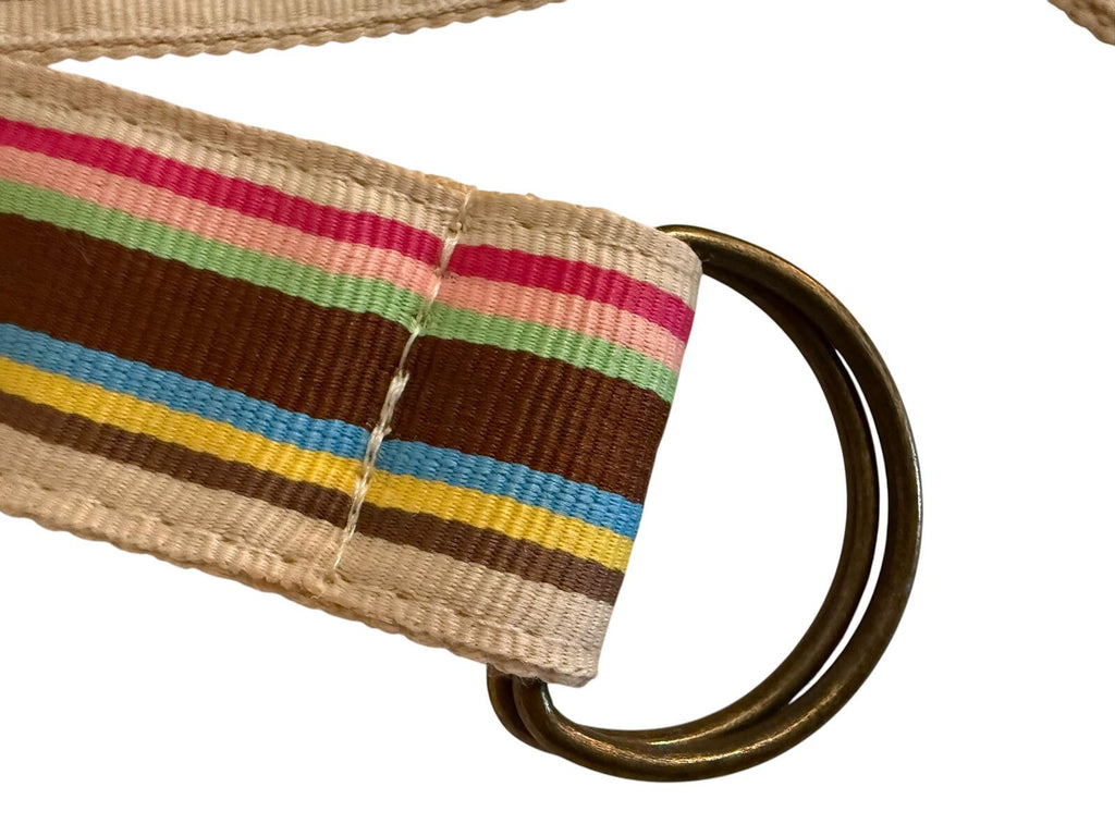 Striped Canvas Belt with Double D-Ring Buckle